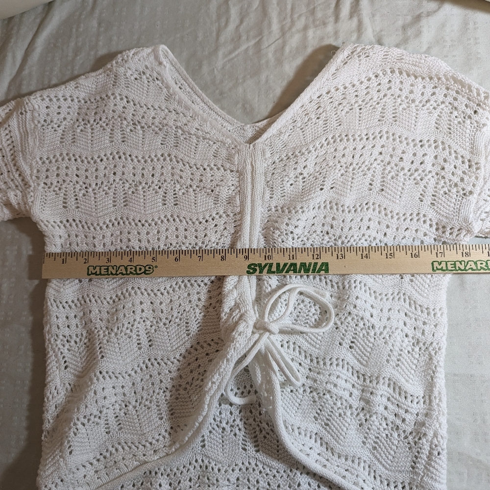 Jessica Simpson Cropped Eyelet Sweater SM - Picture 5 of 5